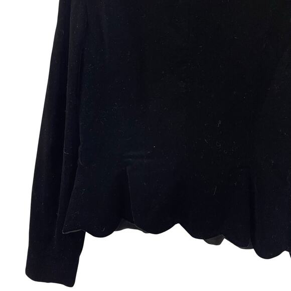 Velvet Black Velvet Scalloped Blazer Top Rhinestone Pearl Buttons Vintage - Picture 8 of 8